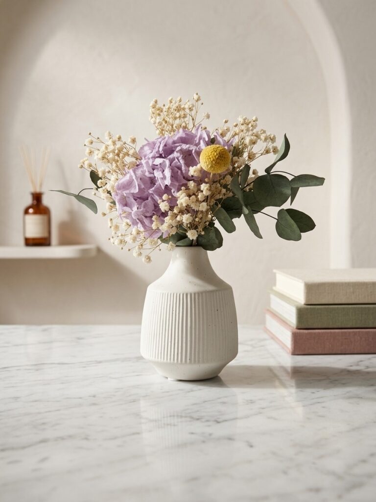 Arreglo Floral "Brisa de Provenza" en Jarrón Estriado