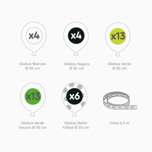 SET ARCO GLOBOS FÚTBOL 1.5 LÁTEX 40 globos