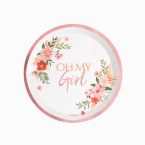 PLATO MY GIRL ROSA 17CM CARTÓN 8UD
