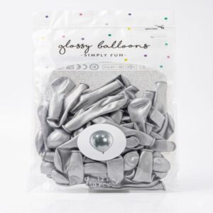 GLOBOS COLOR GRIS METALIZADO 50 UNIDADES Ø 12CM