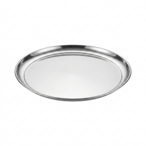 Bandeja Metálica Redonda Plateada 28 cm